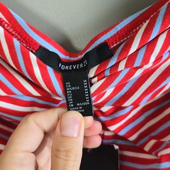 NWT Forever 21 are White & Blue Striped Summer Coastal Cute Strapless Bodysuit  - Picture 7 of 8